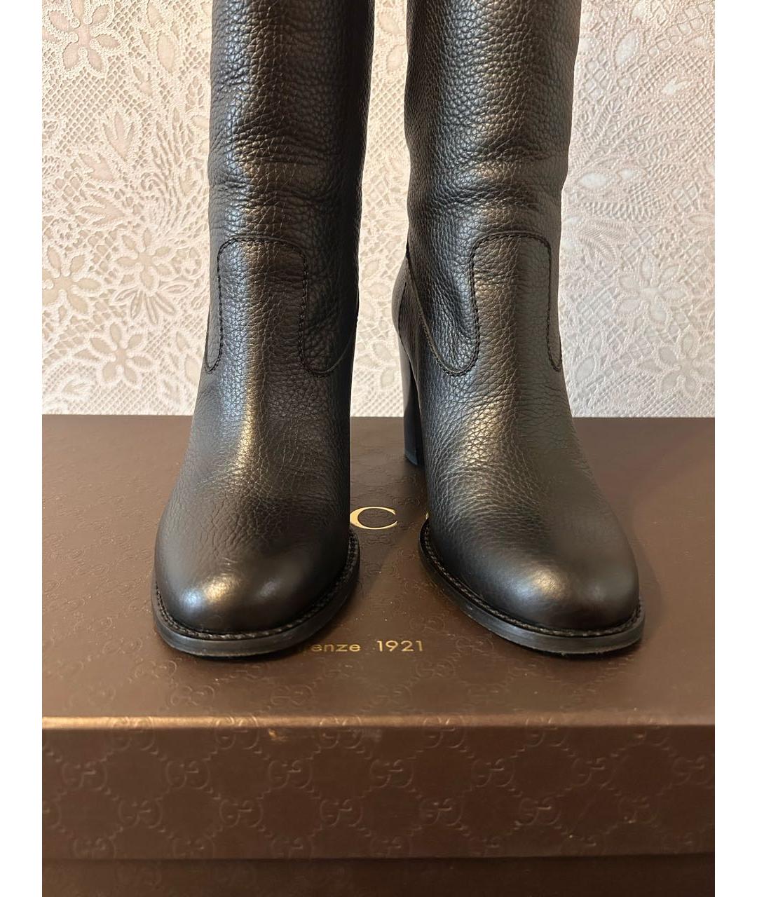 GUCCI Черные кожаные сапоги, фото 2
