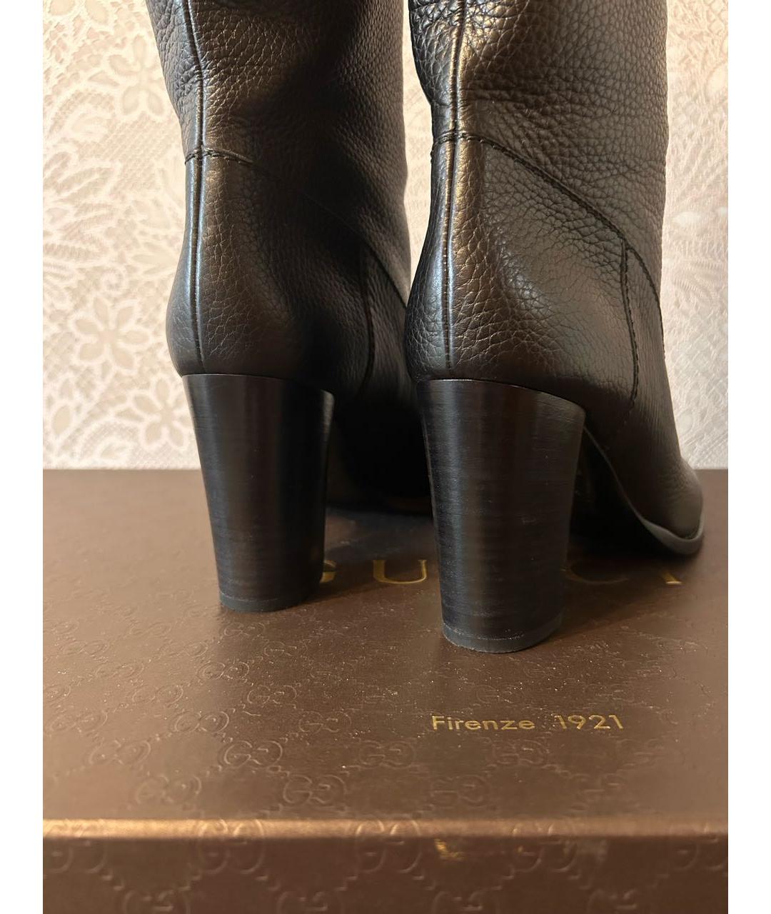 GUCCI Черные кожаные сапоги, фото 4