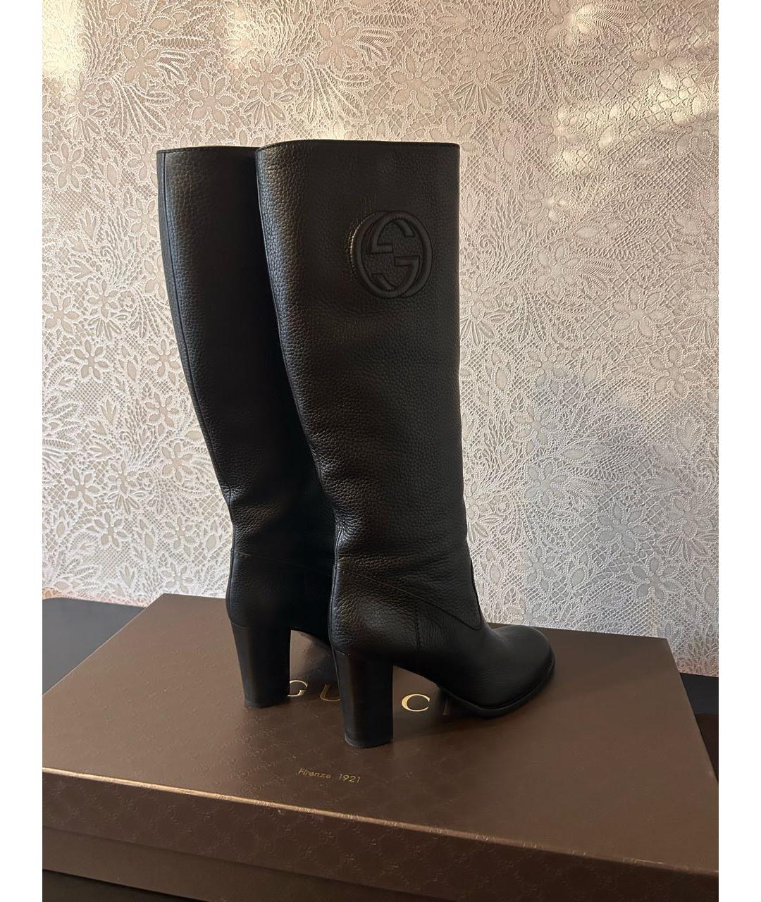 GUCCI Черные кожаные сапоги, фото 8