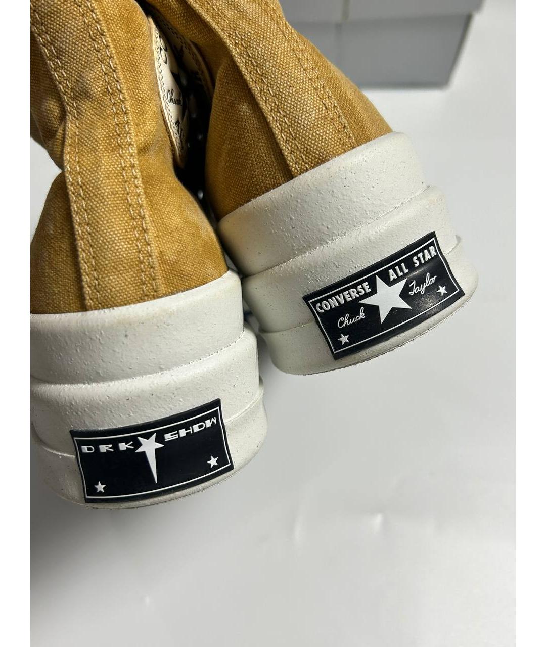 RICK OWENS DRKSHDW Горчичные текстильные высокие кроссовки / кеды, фото 4