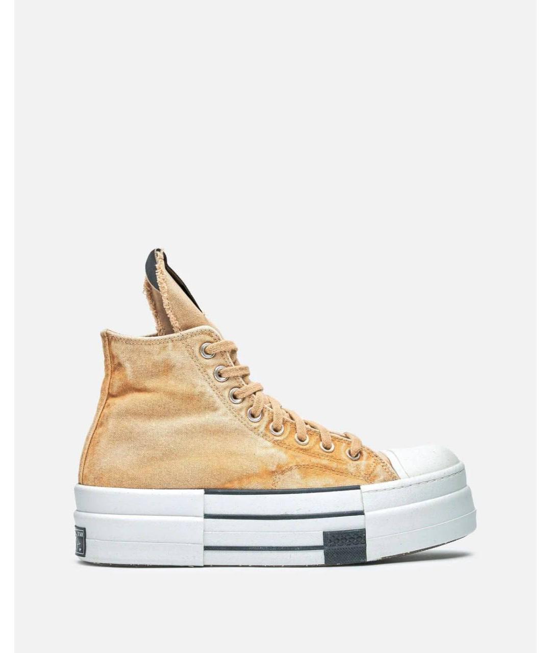 RICK OWENS DRKSHDW Горчичные текстильные высокие кроссовки / кеды, фото 10