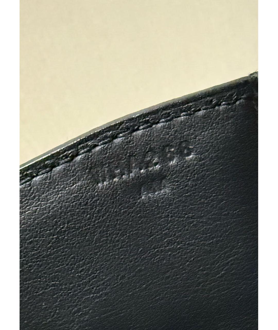 HERMES Черная кожаная барсетка, фото 7
