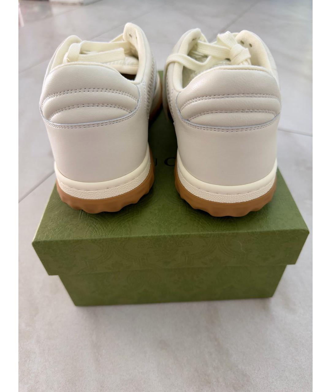 GUCCI Белые кожаные кеды, фото 4