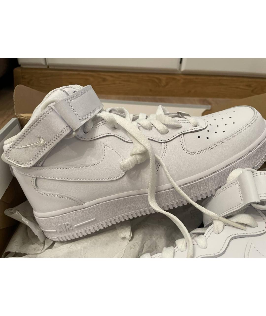NIKE Белые кожаные высокие кроссовки / кеды, фото 2