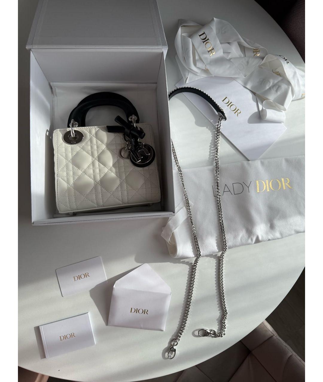 CHRISTIAN DIOR Белая кожаная сумка с короткими ручками, фото 5