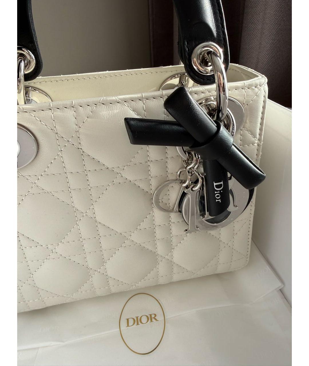 CHRISTIAN DIOR Белая кожаная сумка с короткими ручками, фото 7