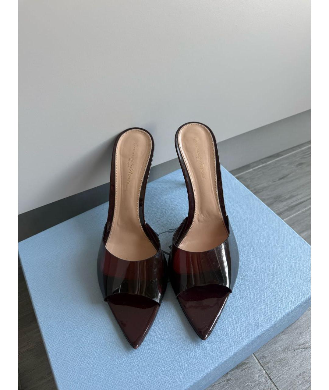GIANVITO ROSSI Бордовые кожаные мюли, фото 2