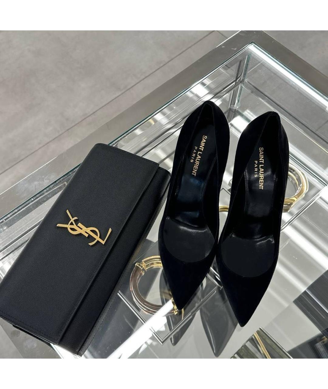 SAINT LAURENT Черные замшевые туфли, фото 2