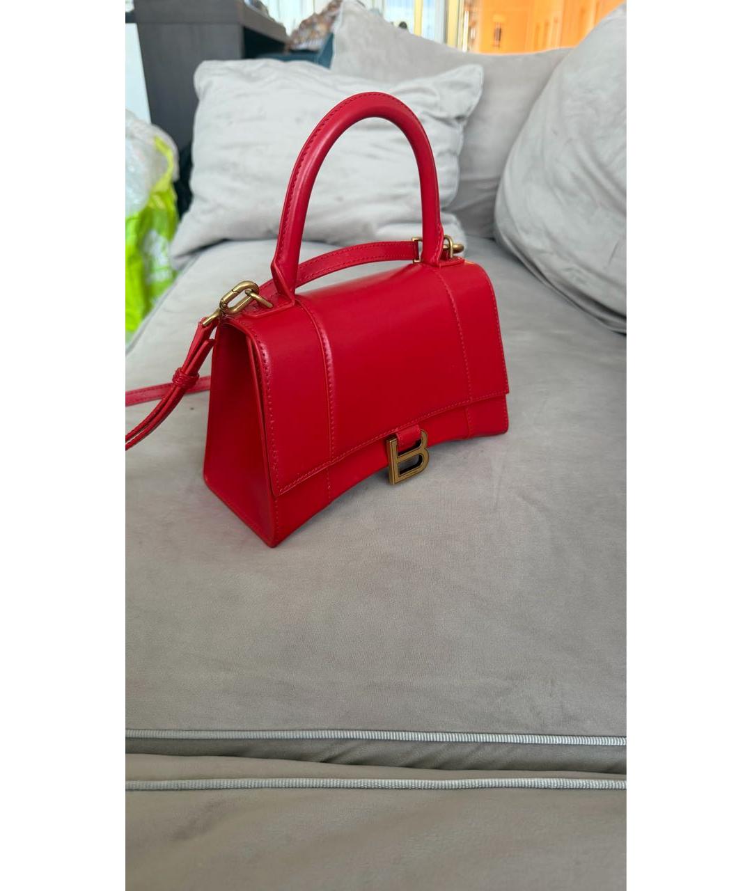 BALENCIAGA Красная кожаная сумка через плечо, фото 3