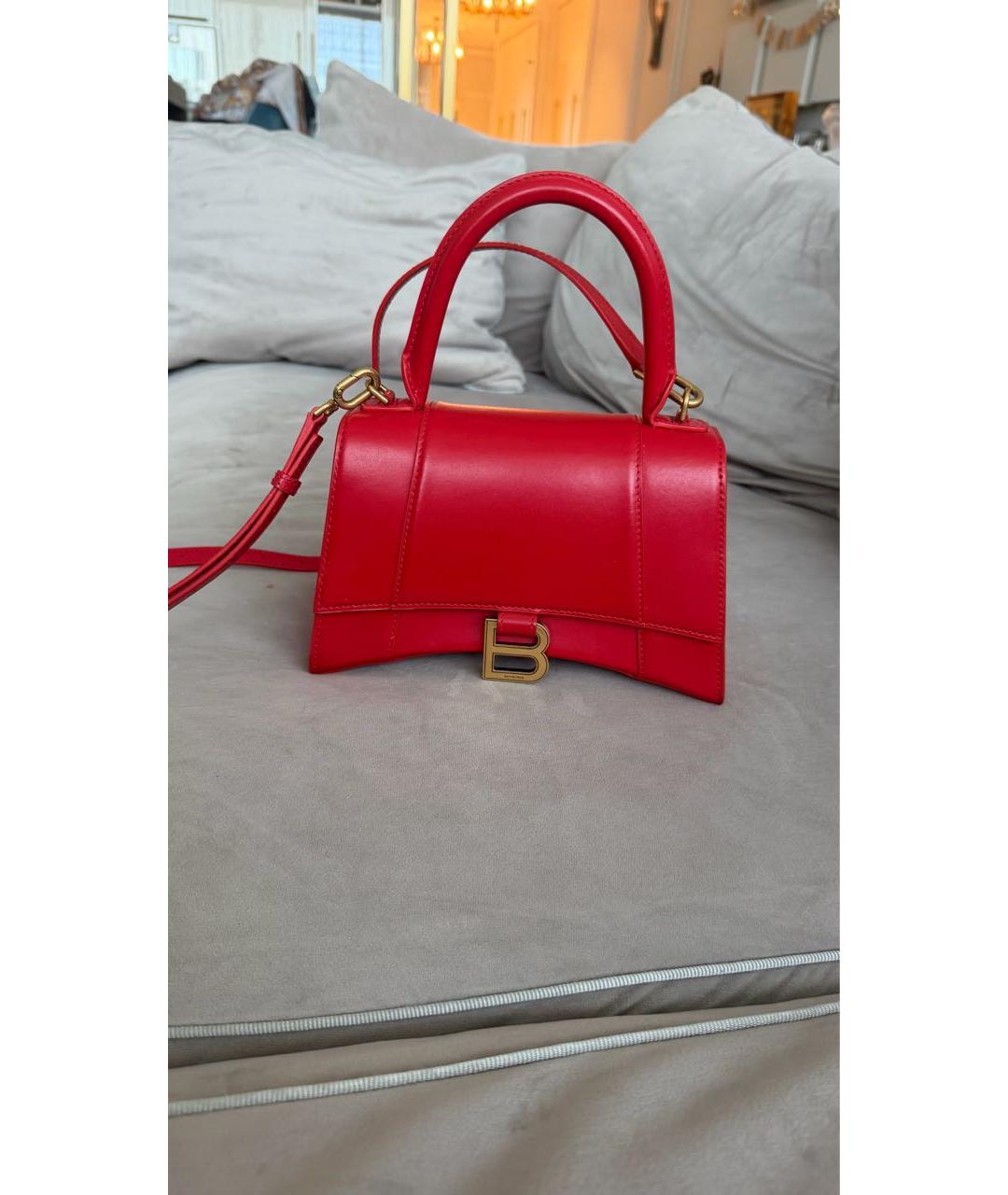 BALENCIAGA Красная кожаная сумка через плечо, фото 5
