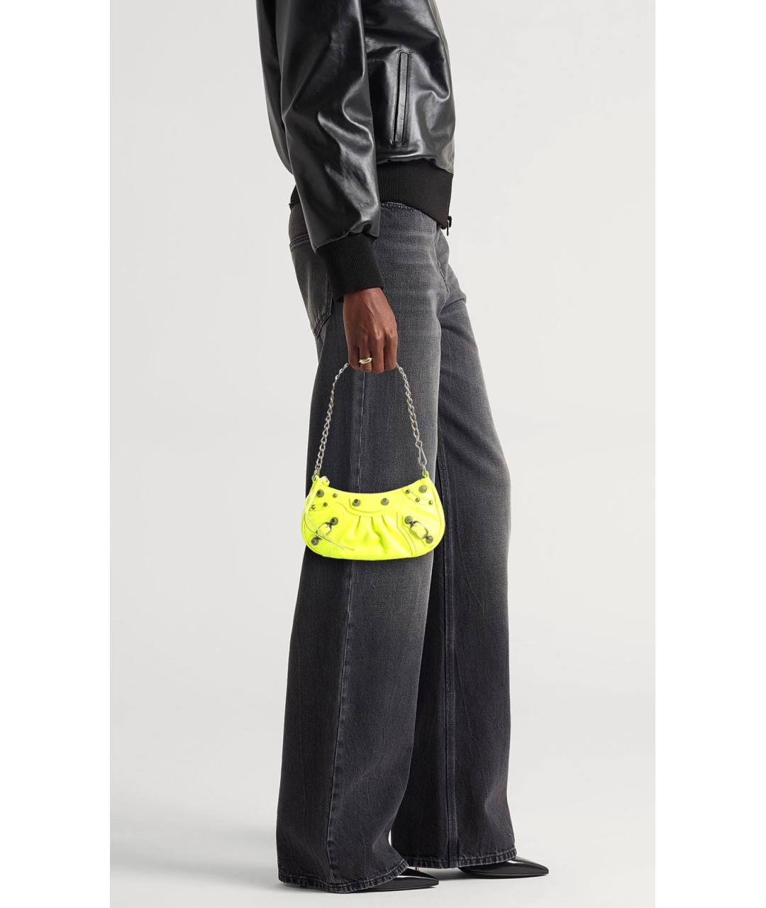 BALENCIAGA Желтая кожаная сумка через плечо, фото 5