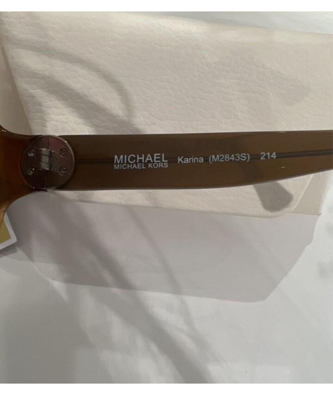 MICHAEL KORS Коричневые пластиковые солнцезащитные очки, фото 3