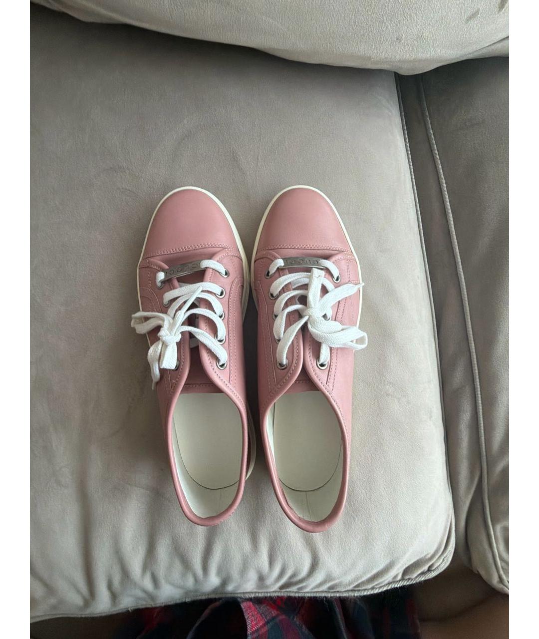 GUCCI Розовые кожаные кеды, фото 3