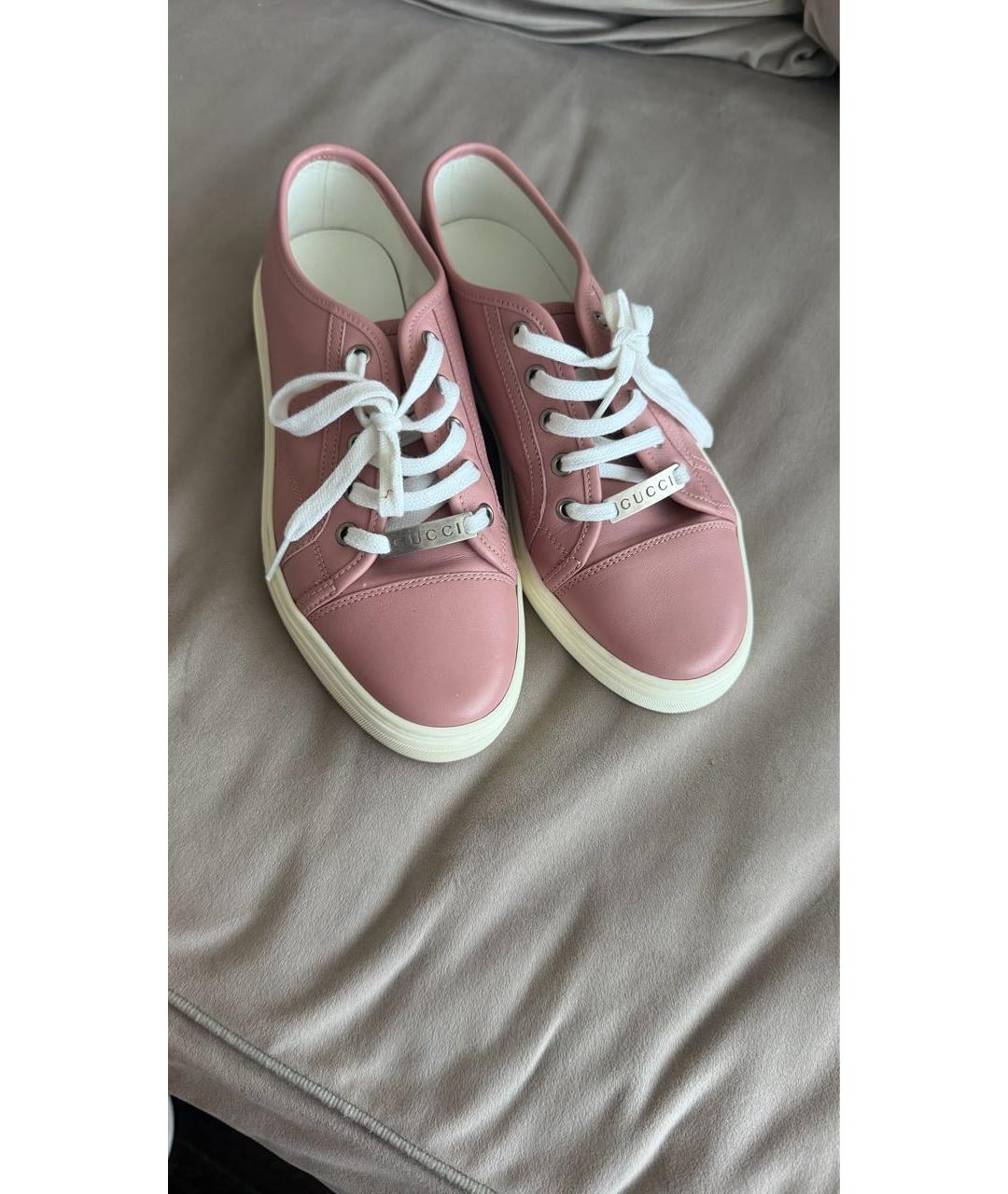 GUCCI Розовые кожаные кеды, фото 2
