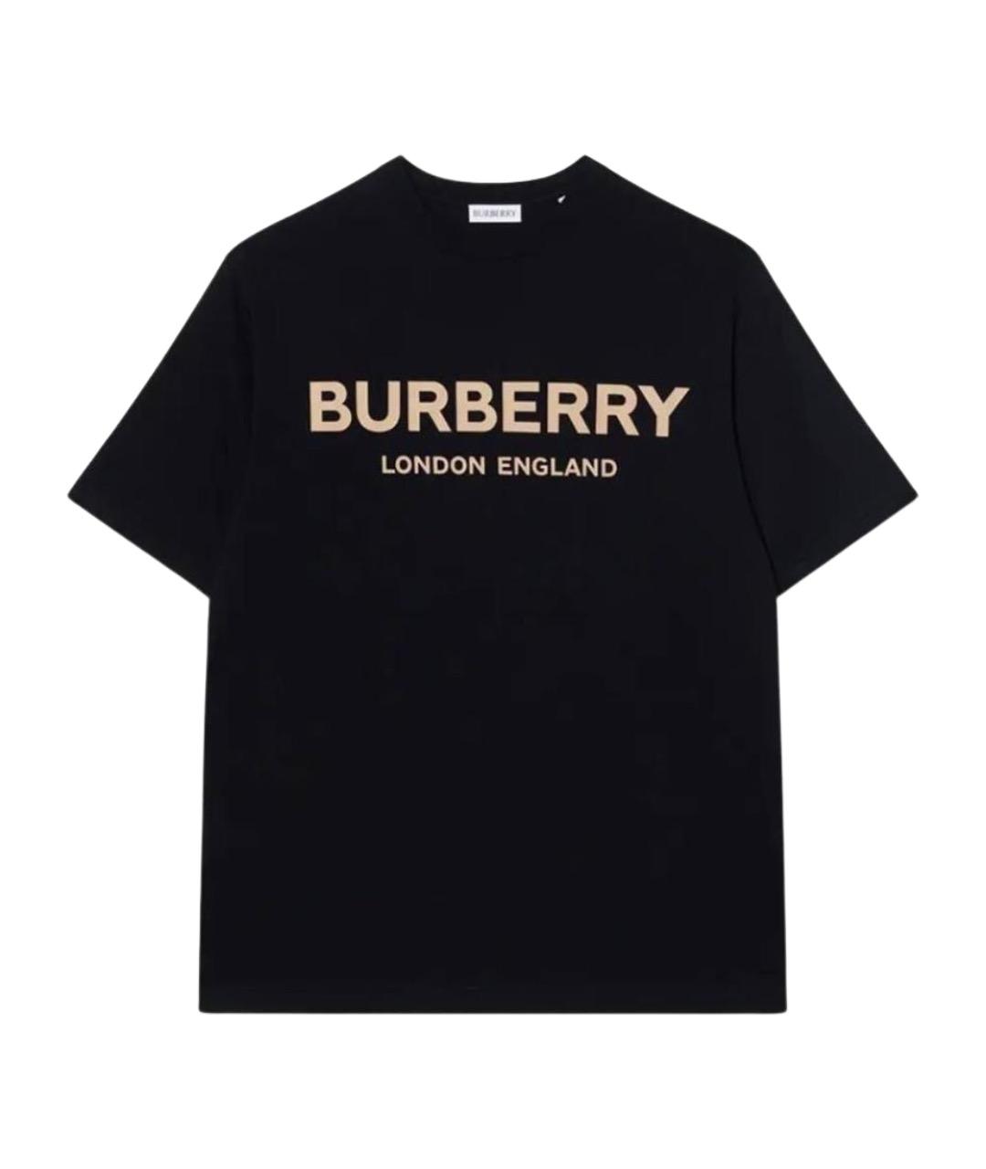 BURBERRY Черная хлопковая футболка, фото 1