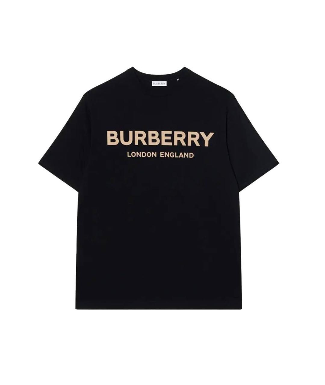 BURBERRY Черная хлопковая футболка, фото 4