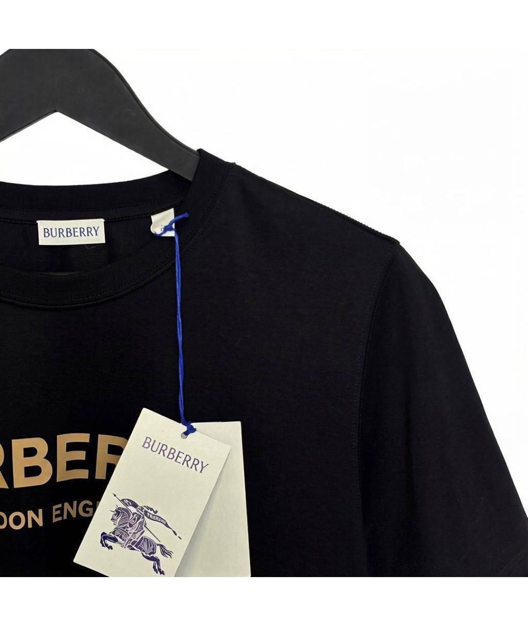 BURBERRY Черная хлопковая футболка, фото 3