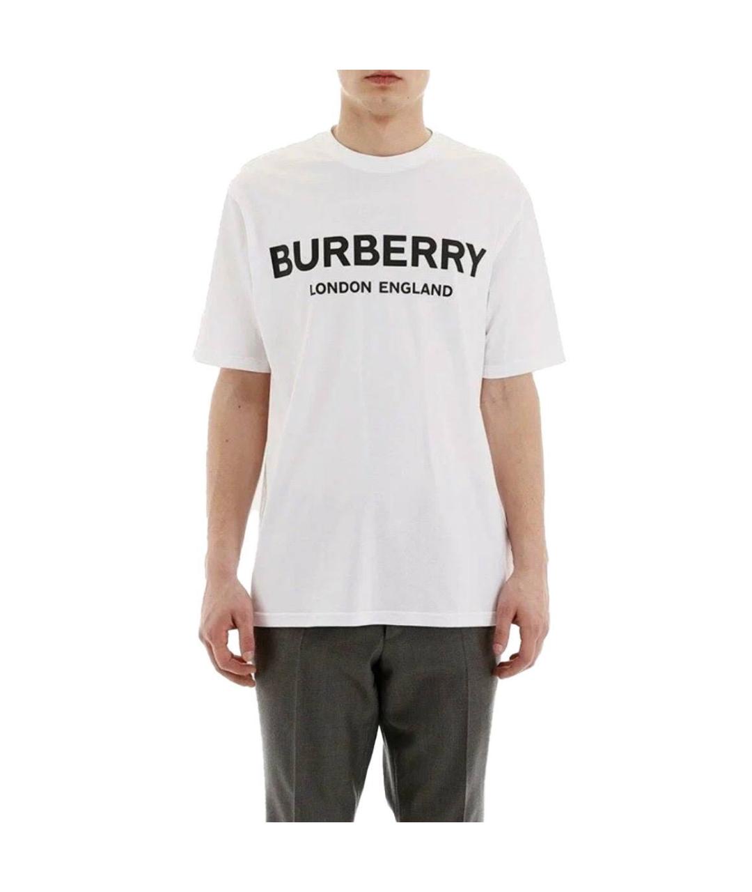 BURBERRY Белая хлопковая футболка, фото 2