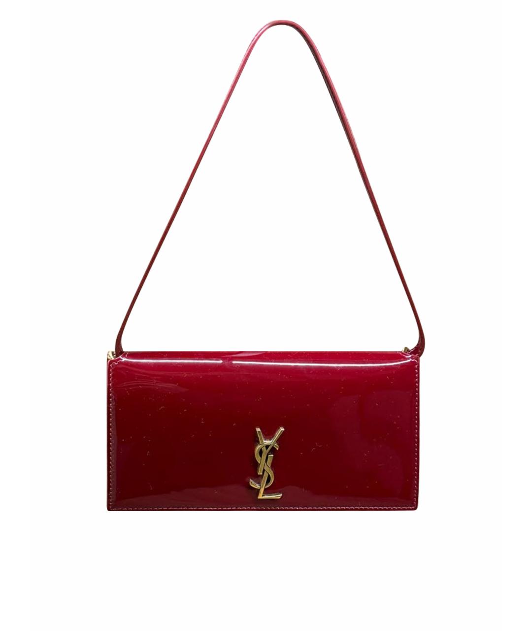 SAINT LAURENT Бордовая сумка с короткими ручками из лакированной кожи, фото 1
