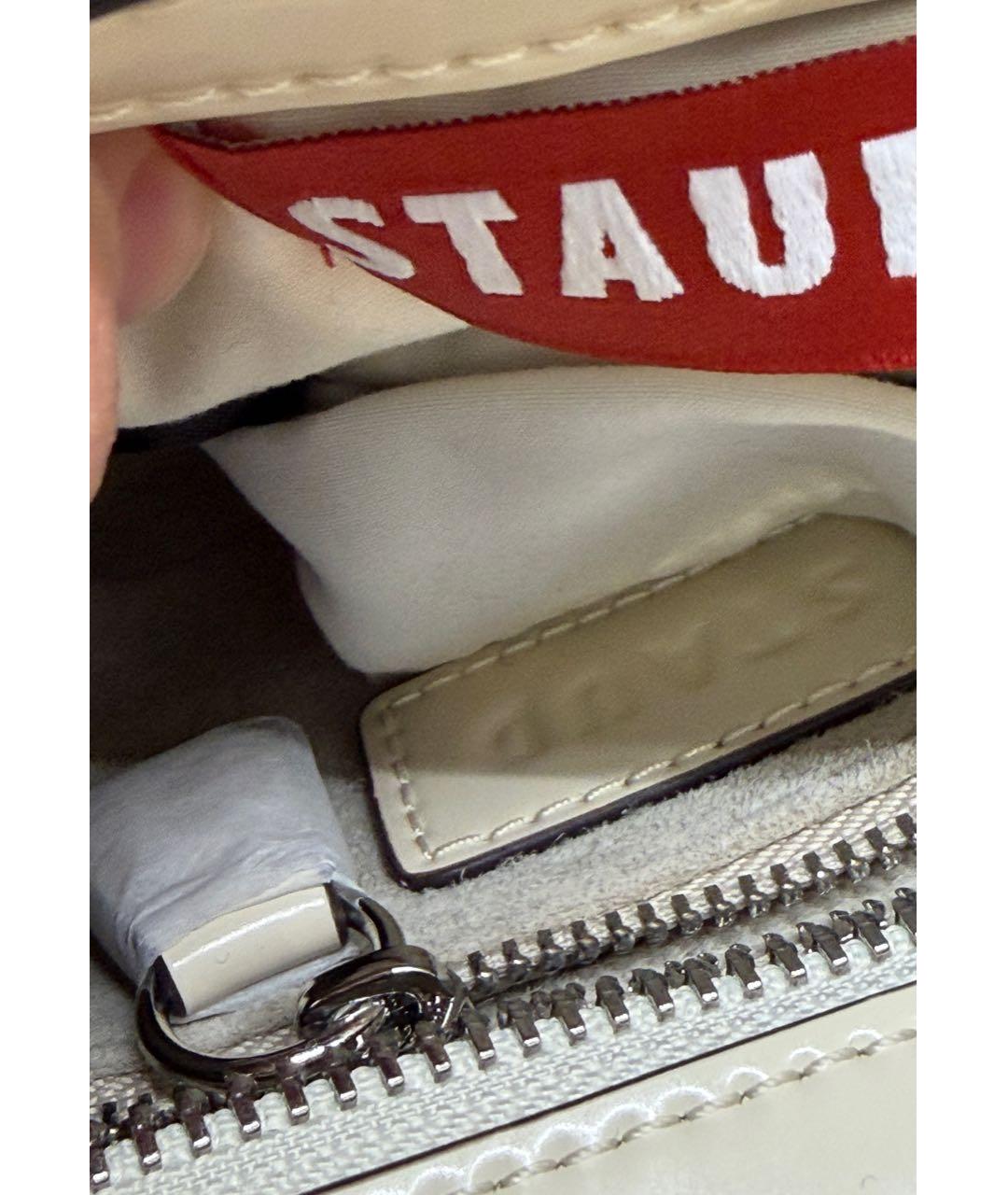 STAUD Белая кожаная сумка с короткими ручками, фото 4