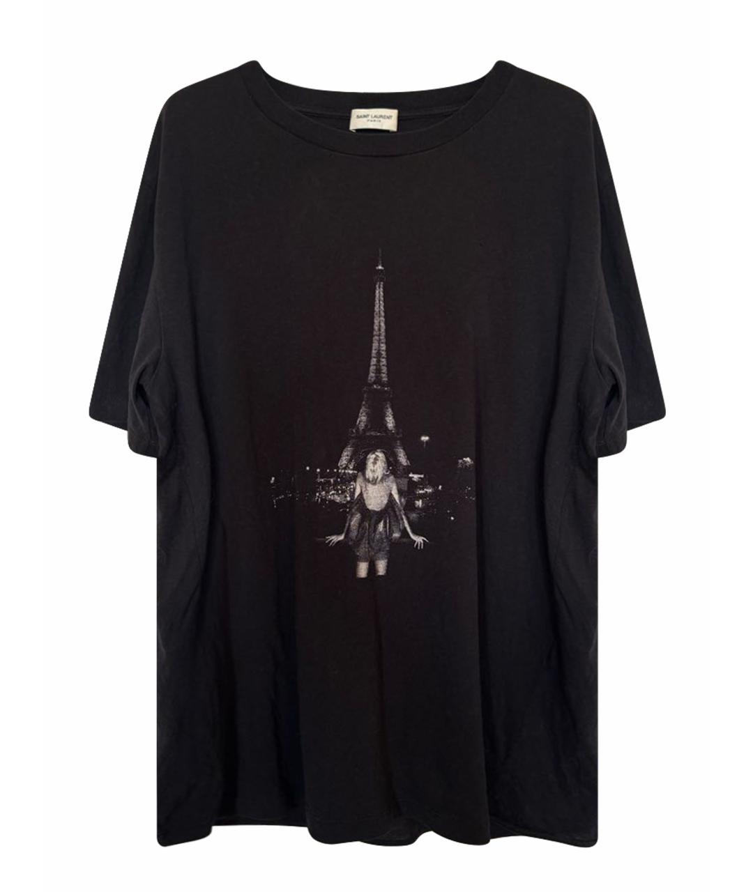 SAINT LAURENT Черная хлопковая футболка, фото 1