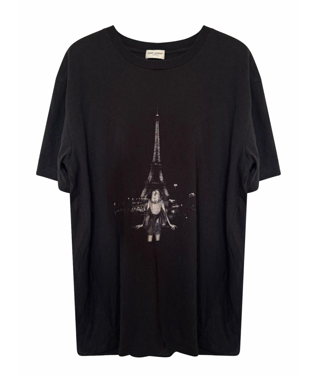 SAINT LAURENT Черная хлопковая футболка, фото 5