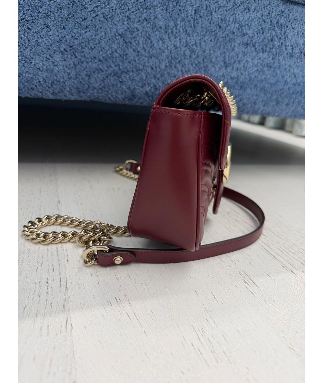 GUCCI Бордовая кожаная сумка через плечо, фото 2