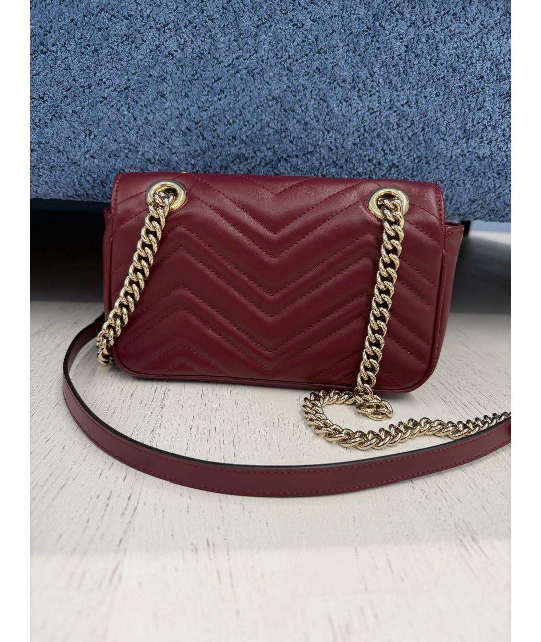 GUCCI Бордовая кожаная сумка через плечо, фото 3