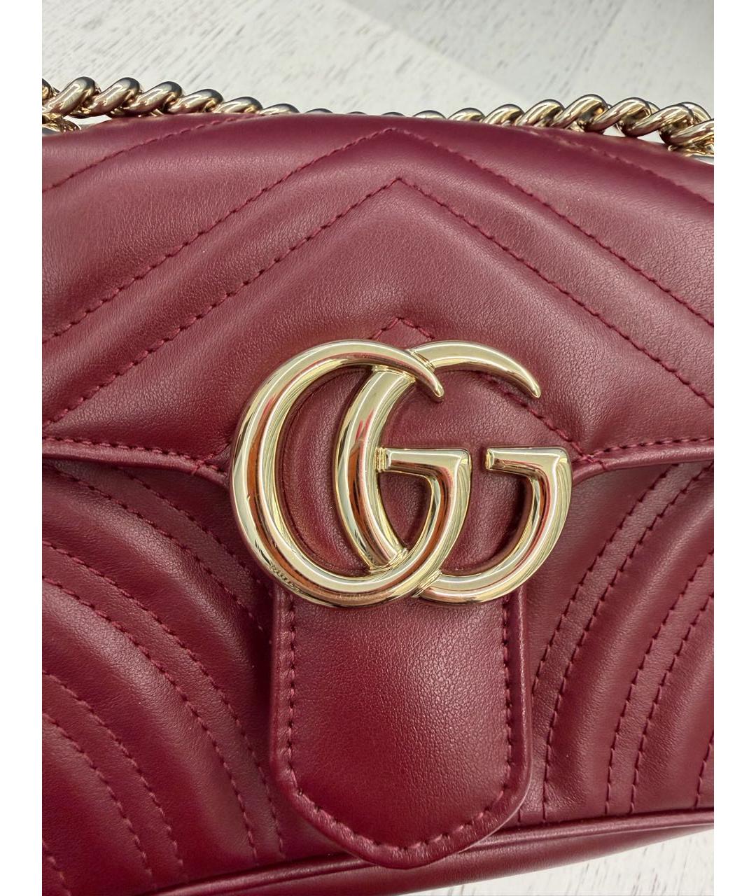 GUCCI Бордовая кожаная сумка через плечо, фото 5