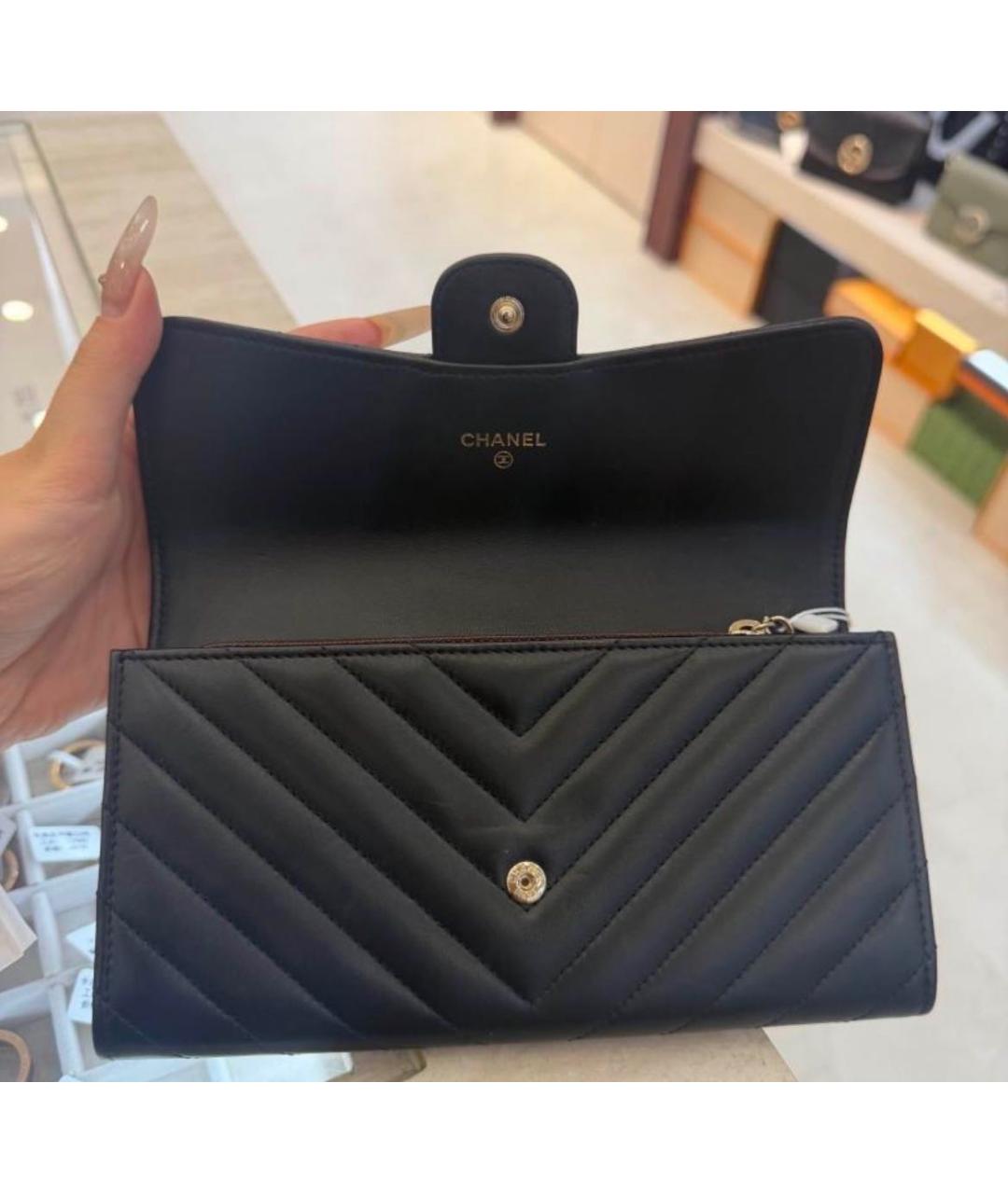 CHANEL Черный кожаный кошелек, фото 4
