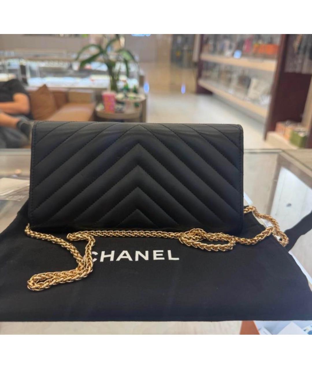 CHANEL Черный кожаный кошелек, фото 3