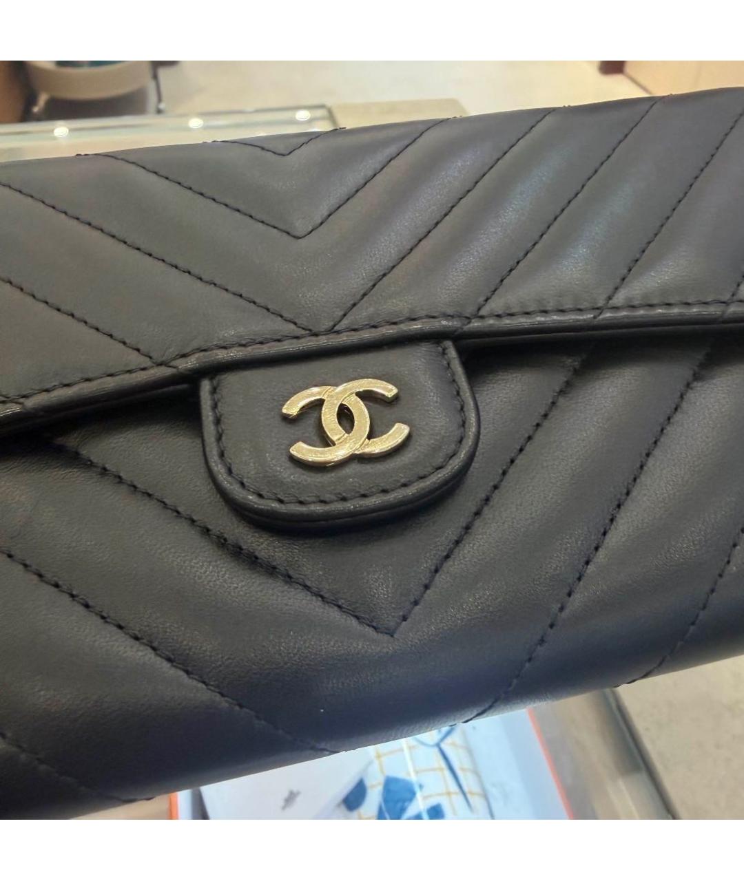 CHANEL Черный кожаный кошелек, фото 7