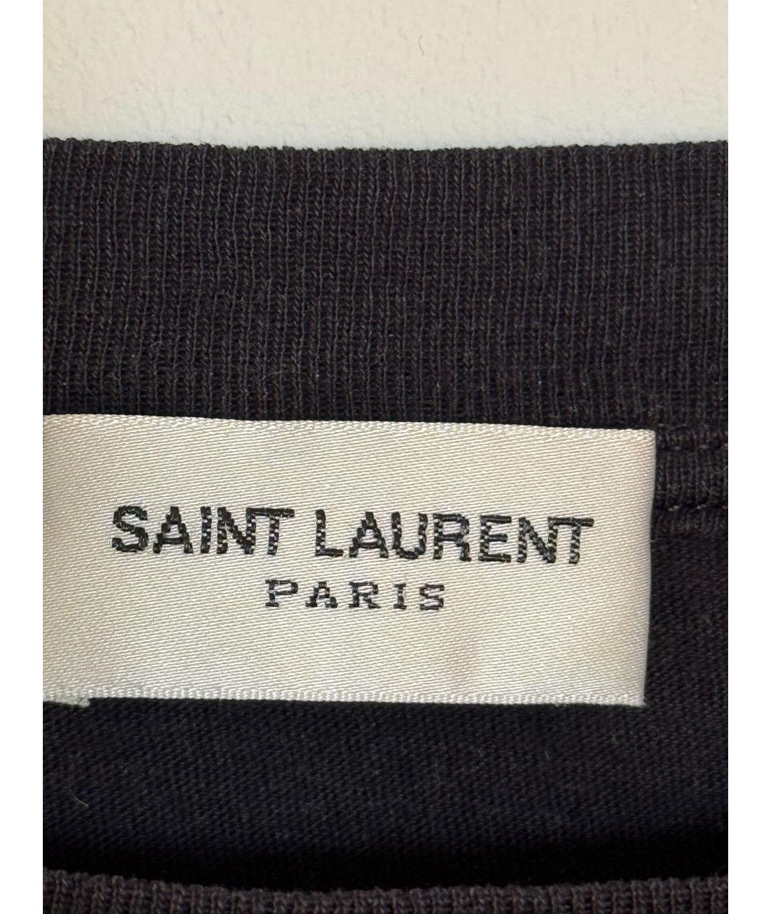 SAINT LAURENT Черная хлопковая футболка, фото 2