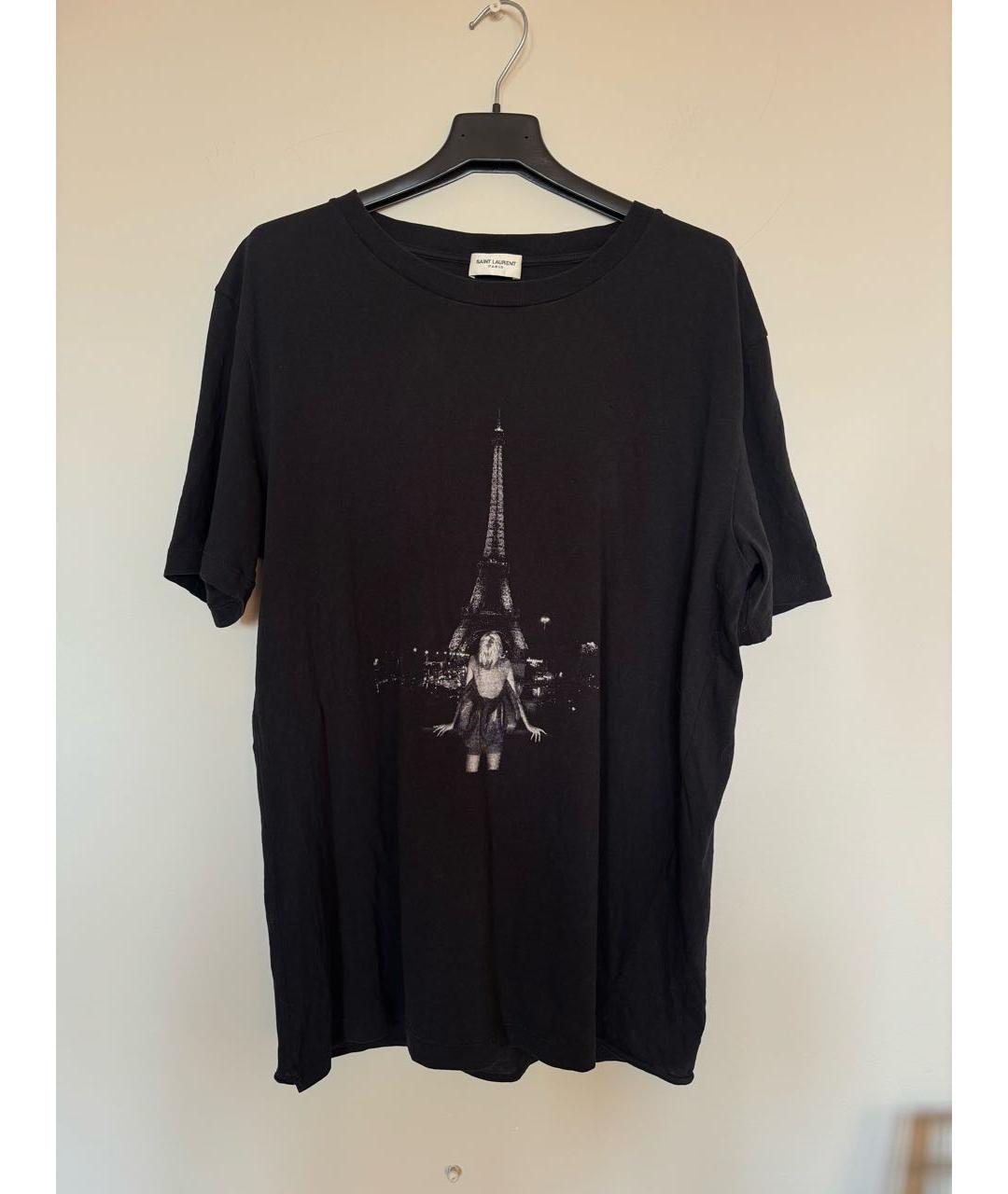SAINT LAURENT Черная хлопковая футболка, фото 5
