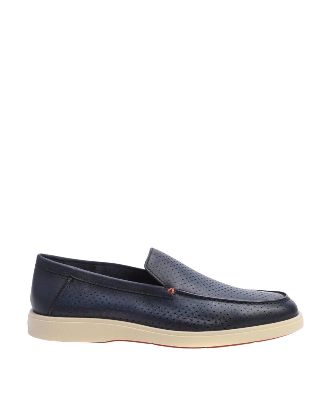 SANTONI Темно-синие кожаные лоферы, фото 1