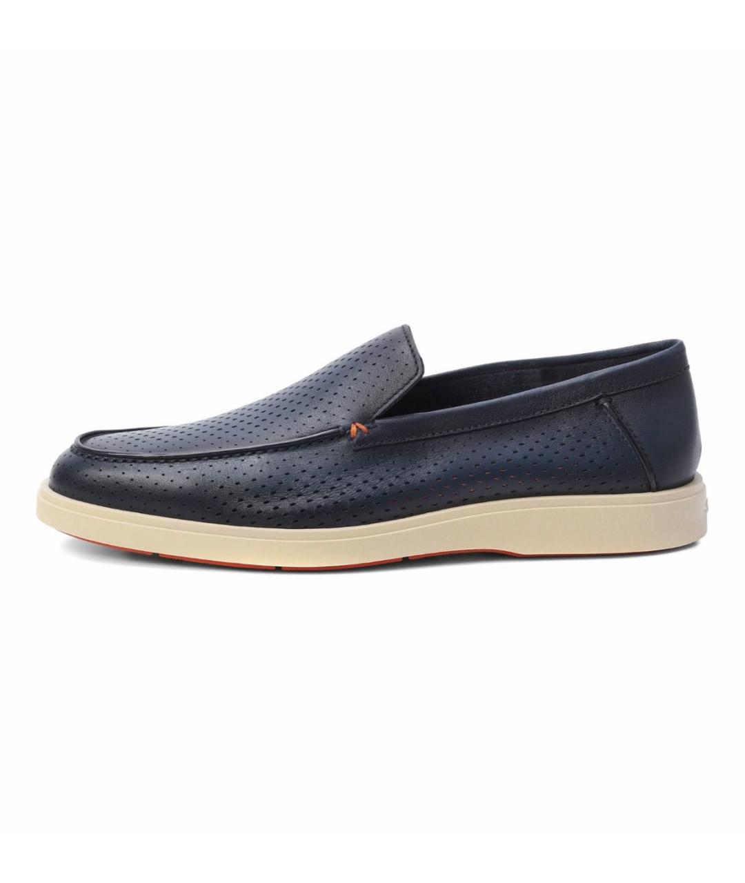 SANTONI Темно-синие кожаные лоферы, фото 9