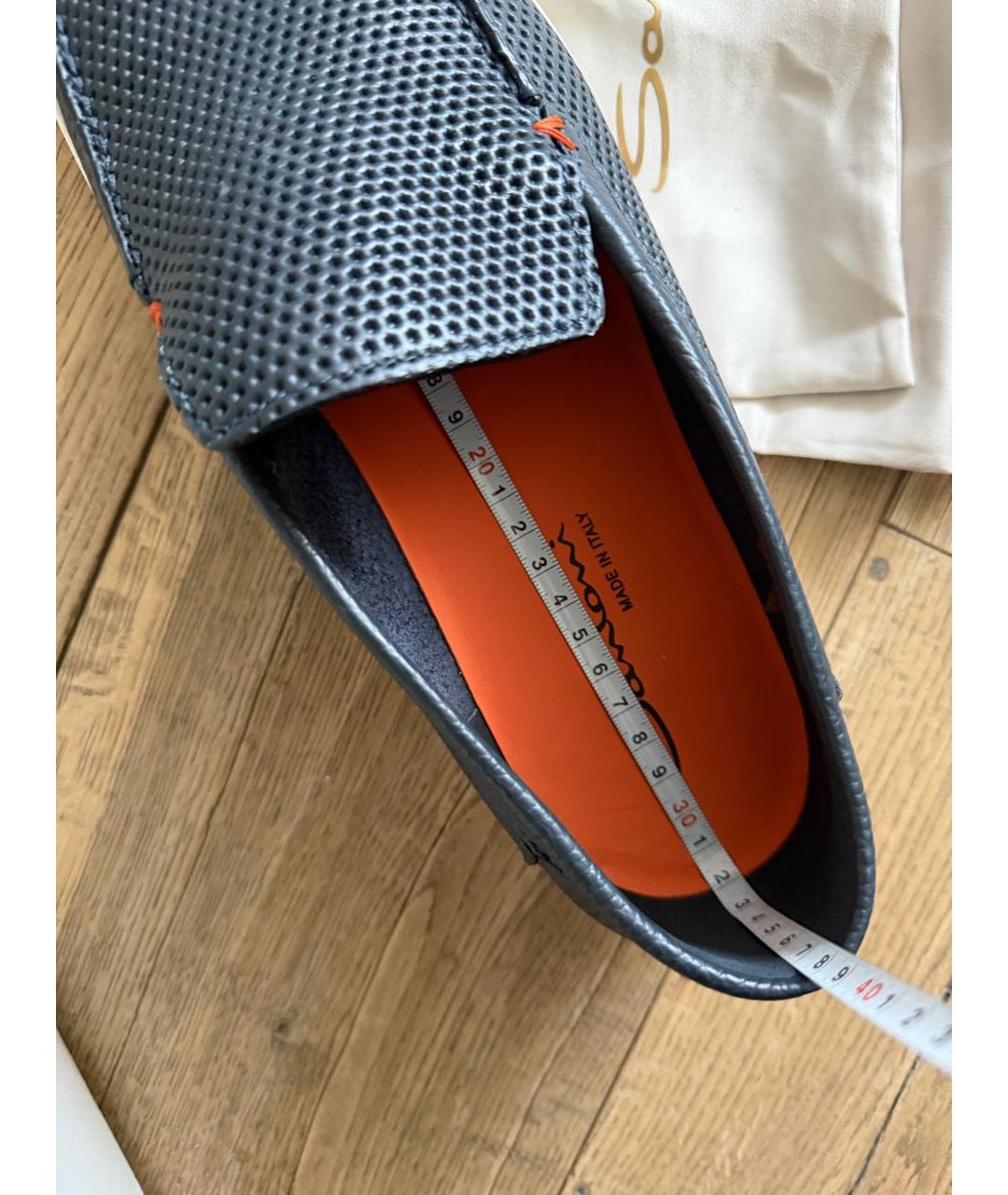 SANTONI Темно-синие кожаные лоферы, фото 6
