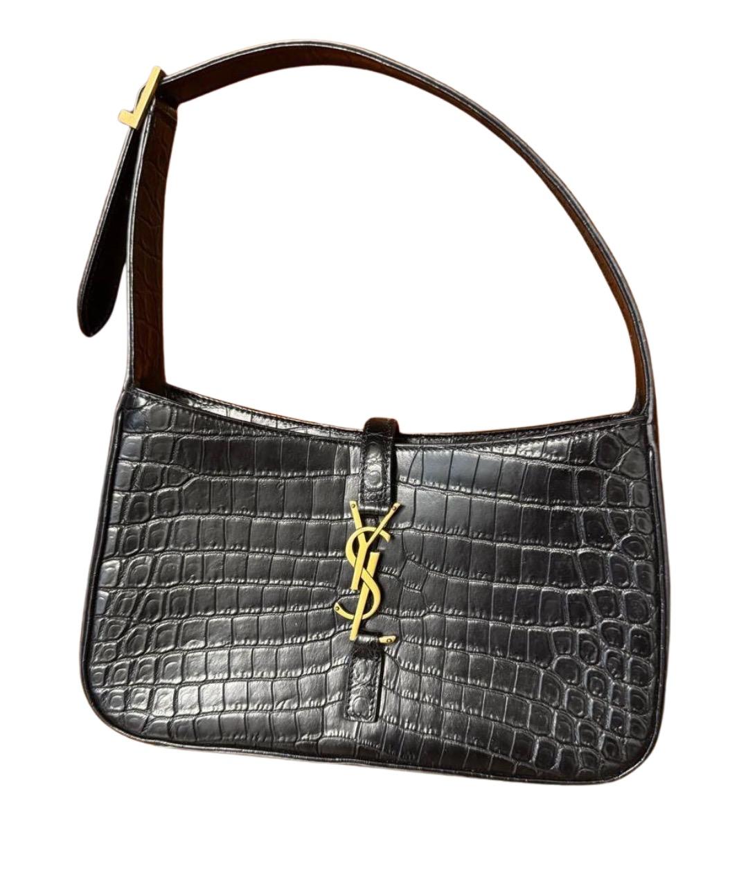 SAINT LAURENT Черная кожаная сумка с короткими ручками, фото 1