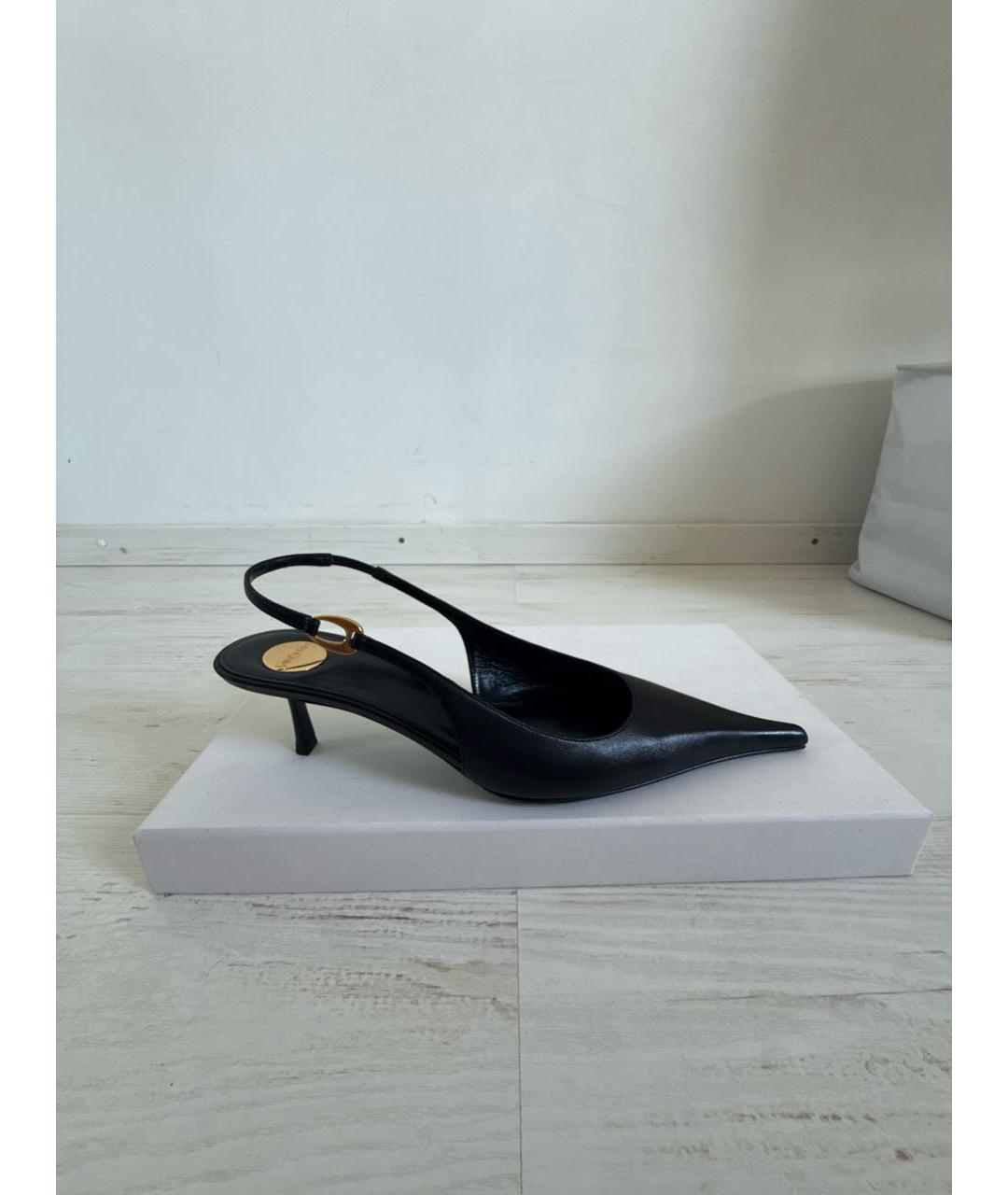 SAINT LAURENT Черные кожаные туфли, фото 6
