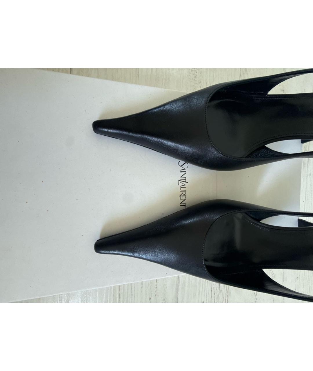 SAINT LAURENT Черные кожаные туфли, фото 5