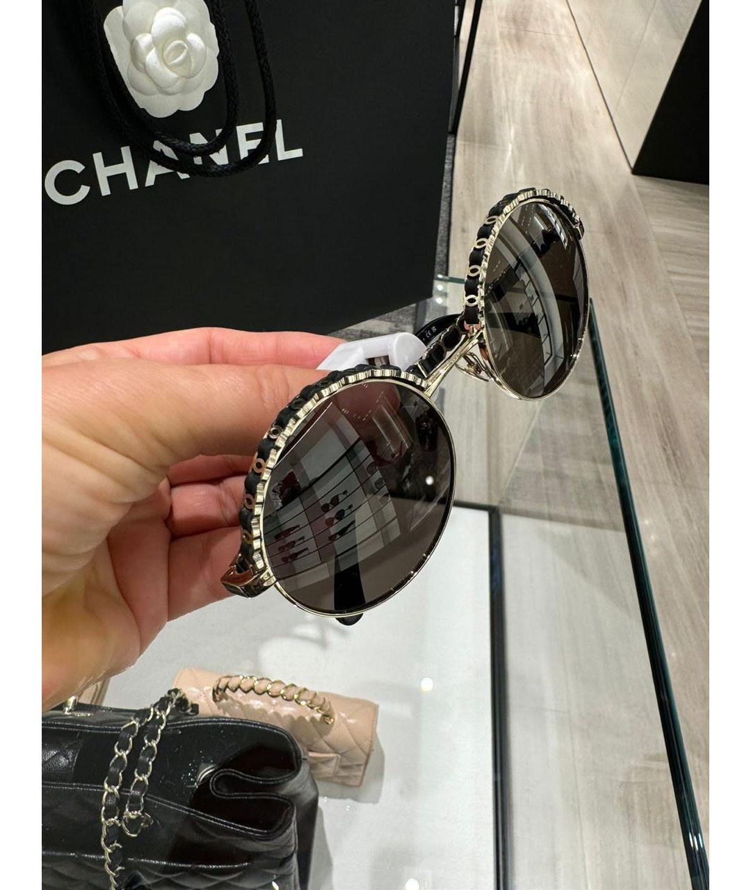 CHANEL Черные металлические солнцезащитные очки, фото 2