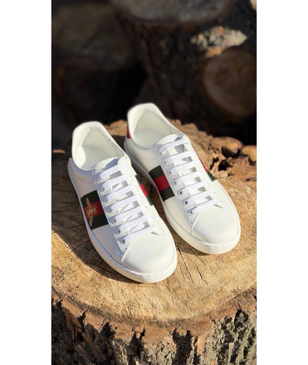 GUCCI Белые кожаные кеды, фото 2
