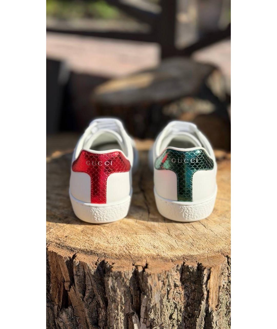 GUCCI Белые кожаные кеды, фото 3