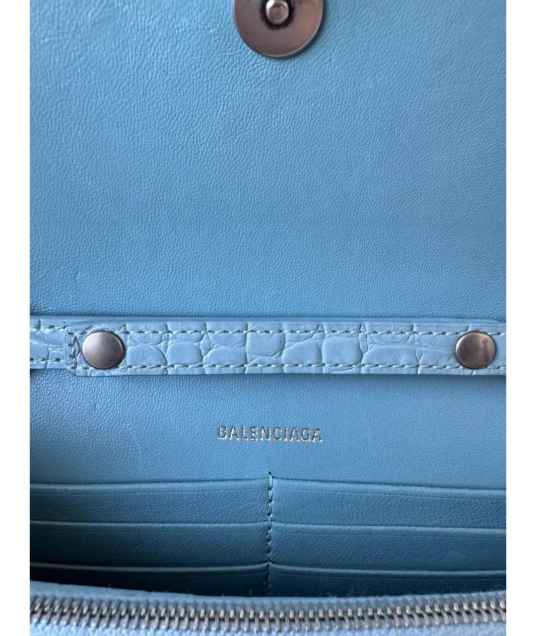 BALENCIAGA Голубая кожаная сумка через плечо, фото 4