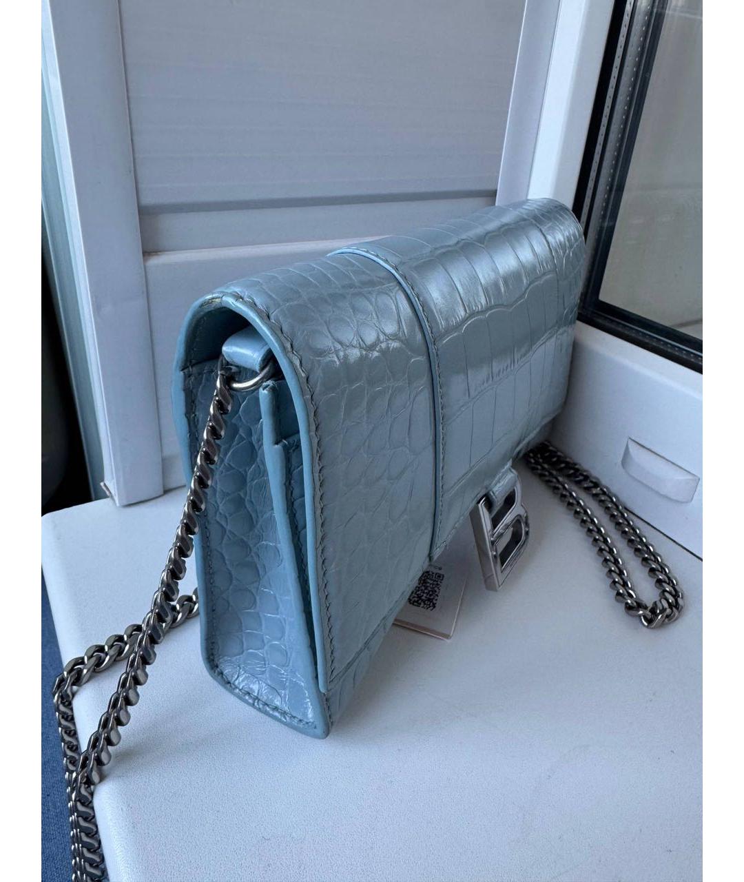 BALENCIAGA Голубая кожаная сумка через плечо, фото 3