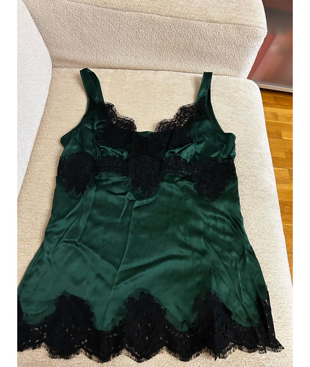 DOLCE&GABBANA Зеленая шелковая майка, фото 4