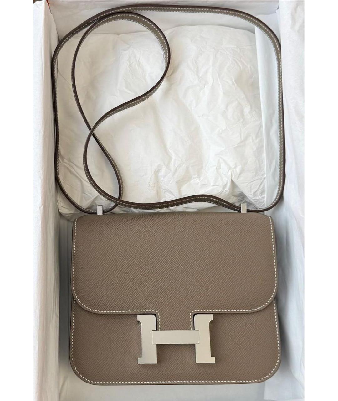 HERMES Бежевая кожаная сумка через плечо, фото 2