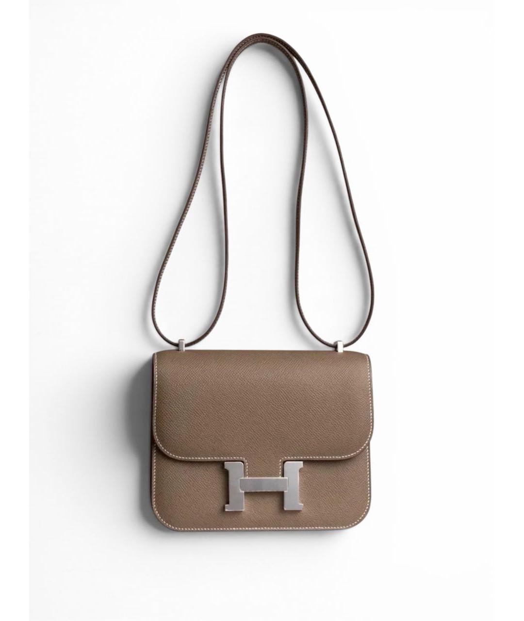 HERMES Бежевая кожаная сумка через плечо, фото 3