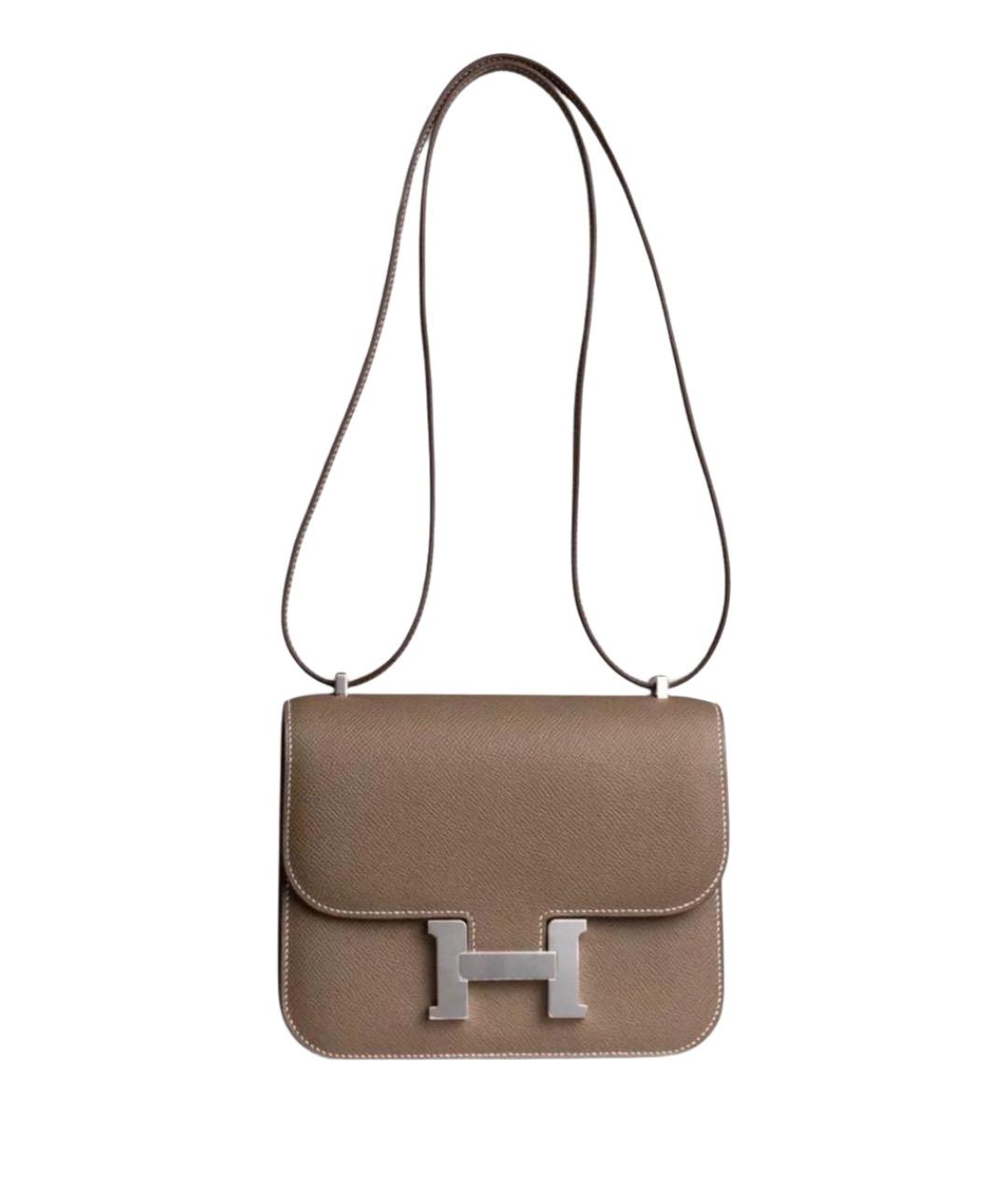 HERMES Бежевая кожаная сумка через плечо, фото 1