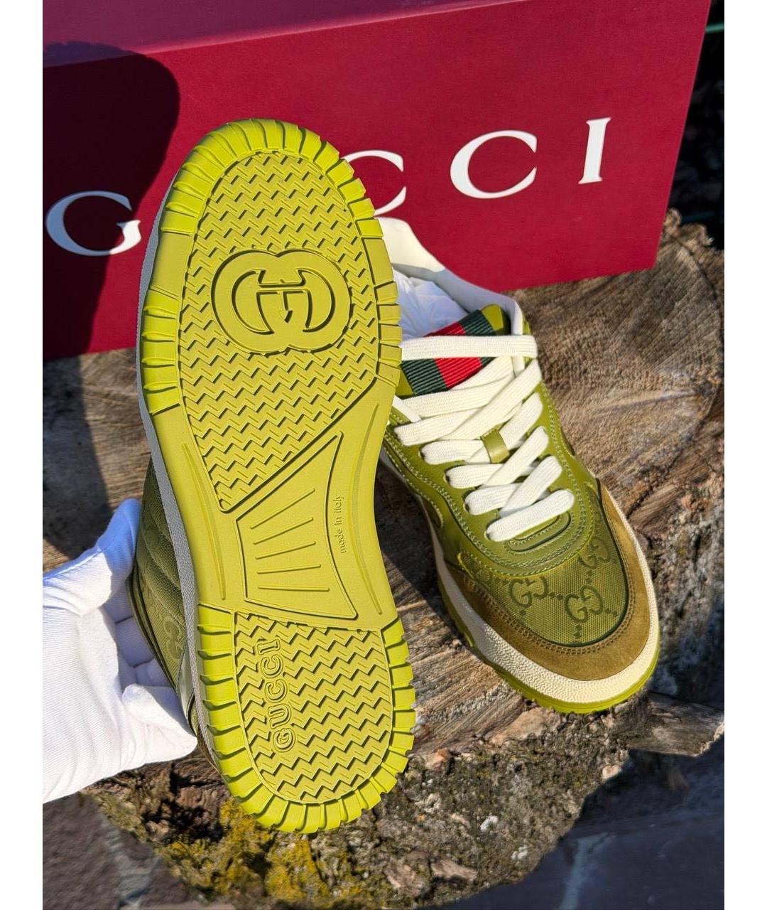 GUCCI Зеленые замшевые кеды, фото 5